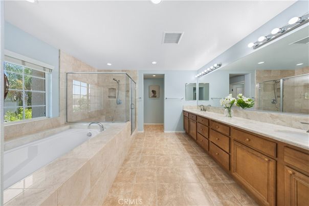 Bathroom, Dual Sink Vanities, Glass Shower, Interior, Recessed Lighting