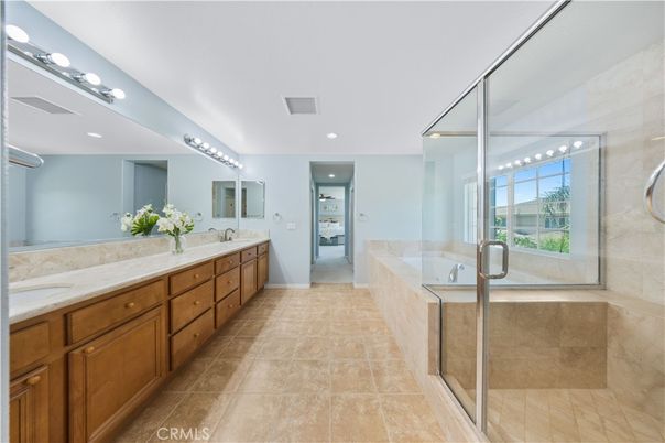 Bathroom, Dual Sink Vanities, Glass Shower, Interior, Recessed Lighting