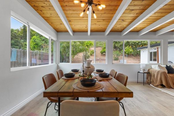 Dining room, Interior, Sun Room, Wooden Ceilings, Wood Texture Flooring