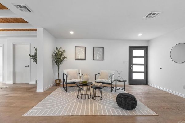 Interior, Living room, Recessed Lighting, Wood Texture Flooring