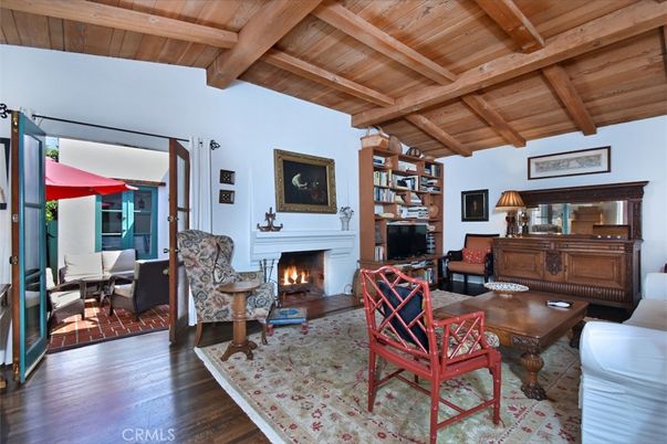 Dining room, Fireplace, Interior, Living room, Wooden Beams, Wooden Ceilings, Wood Texture Flooring