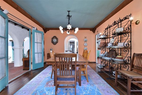 Chandelier, Dining room, Interior, Wood Texture Flooring