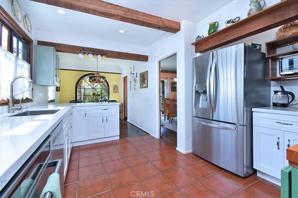 Interior, Kitchen, Recessed Lighting, Stainless Steel Appliances, Wooden Beams