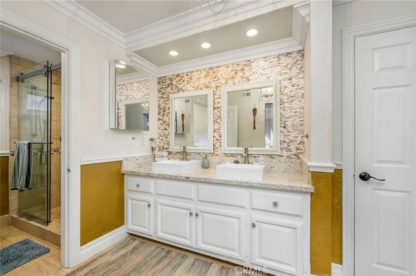 Bathroom, Dual Sink Vanities, Glass Shower, Interior, Recessed Lighting