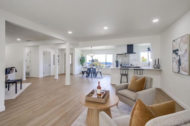 Dining room, Interior, Kitchen, Living room, Pendant Lights, Recessed Lighting, Wood Texture Flooring
