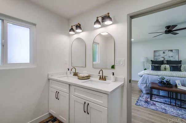 Bathroom, Bedroom, Dual Sink Vanities, Interior, Wood Texture Flooring