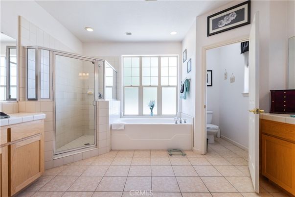 Bathroom, Glass Shower, Interior, Recessed Lighting, Tile Countertops