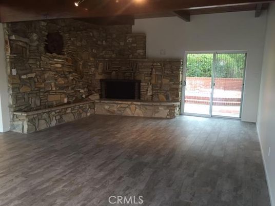 Empty room, Interior, Stone Walls, Wooden Beams, Wood Texture Flooring