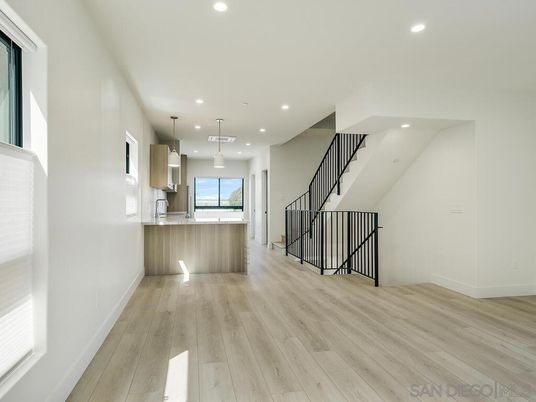 Interior, Kitchen, Pendant Lights, Recessed Lighting, Wood Texture Flooring