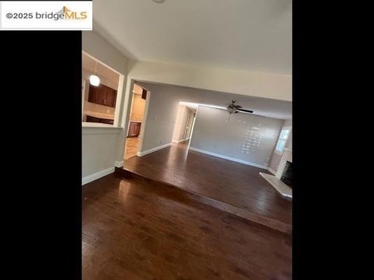 Empty room, Interior, Kitchen, Pendant Lights, Wood Texture Flooring