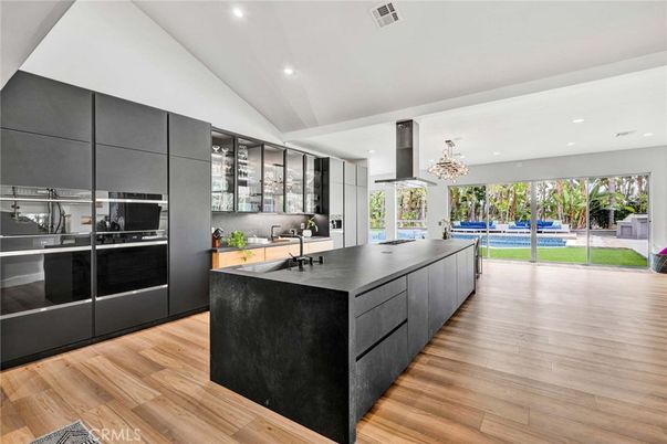 Chandelier, Interior, Kitchen, Recessed Lighting, Wood Texture Flooring