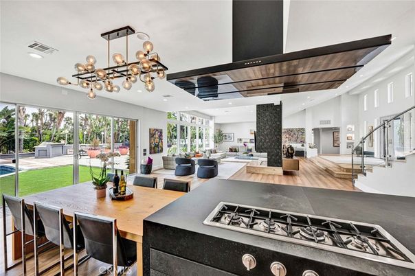 Dining room, Interior, Kitchen, Living room, Pendant Lights, Recessed Lighting, Wood Texture Flooring