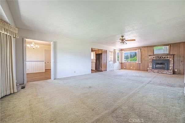 Empty room, Fireplace, Interior, Wooden Walls