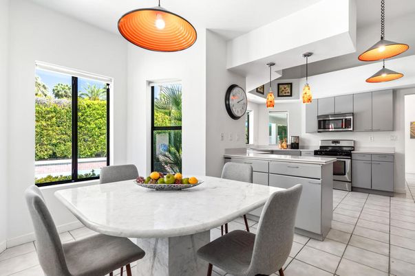 Dining room, Interior, Kitchen, Pendant Lights, Stainless Steel Appliances