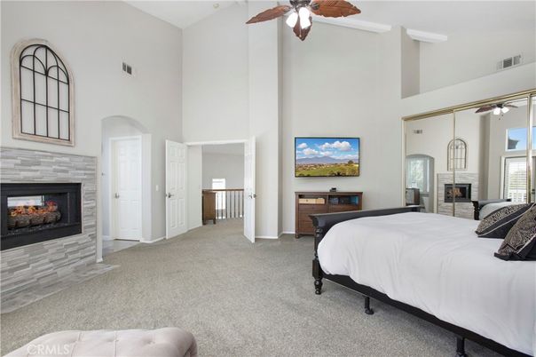 Bedroom, Fireplace, Interior