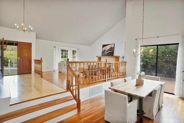 Chandelier, Dining room, Interior, Pendant Lights, Wood Texture Flooring