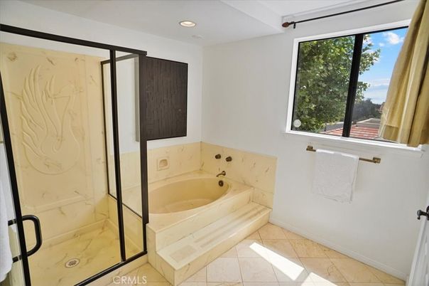Bathroom, Glass Shower, Interior, Marble Walls, Recessed Lighting