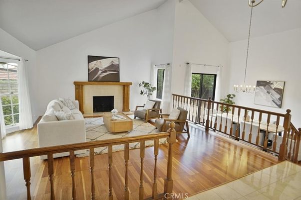 Fireplace, Interior, Living room, Pendant Lights, Wood Texture Flooring