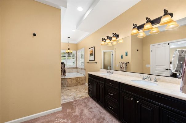 Bathroom, Dual Sink Vanities, Interior, Pendant Lights, Recessed Lighting