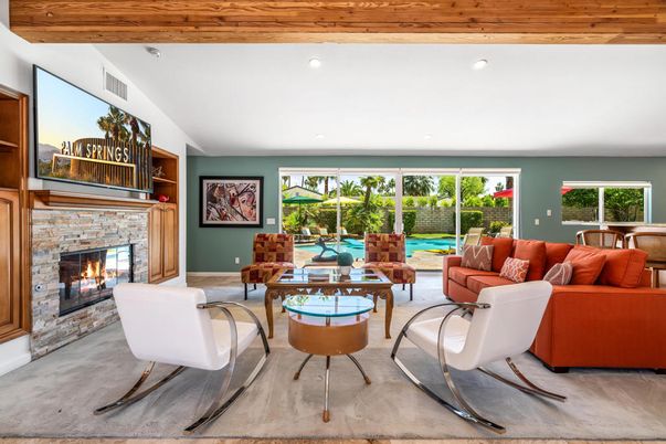 Fireplace, Interior, Living room, Recessed Lighting, Wooden Beams, Wooden Ceilings