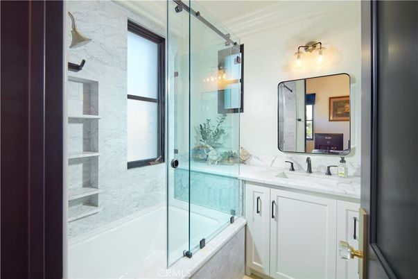 Bathroom, Glass Shower, Interior, Marble Walls