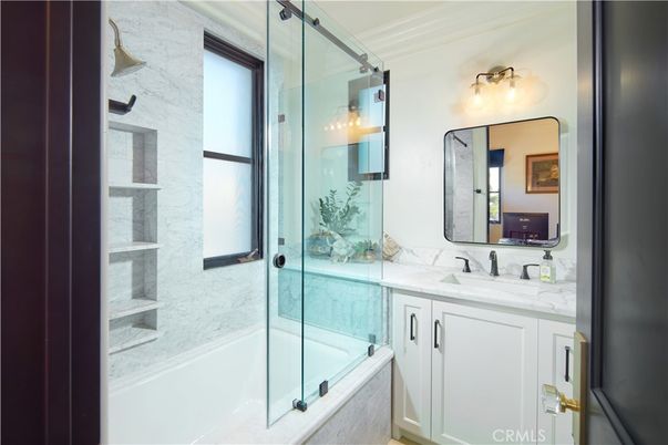 Bathroom, Glass Shower, Interior, Marble Walls