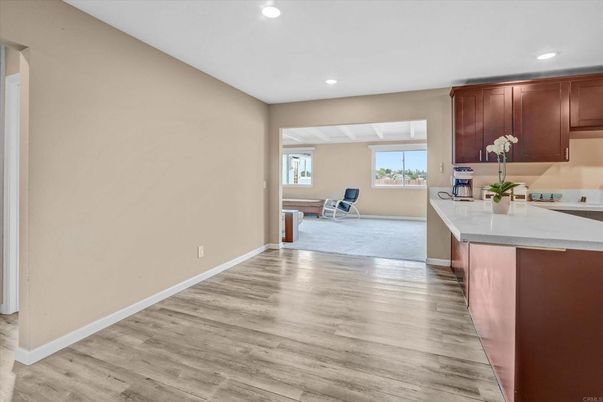 Interior, Kitchen, Recessed Lighting, Wood Texture Flooring