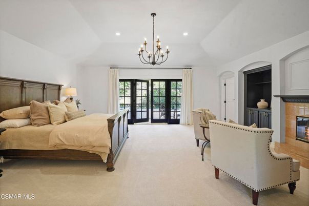 Bedroom, Chandelier, Fireplace, Interior, Recessed Lighting