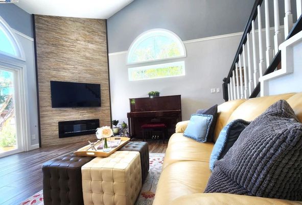 Fireplace, Interior, Living room, Piano, Wood Texture Flooring
