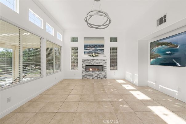 Empty room, Fireplace, Interior, Pendant Lights