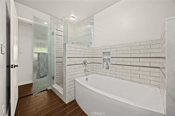 Bathroom, Free Standing Baths, Interior, Wood Texture Flooring