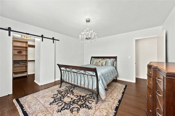 Bedroom, Chandelier, Interior, Wood Texture Flooring