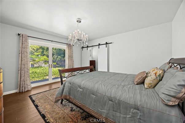 Bedroom, Chandelier, Interior, Wood Texture Flooring
