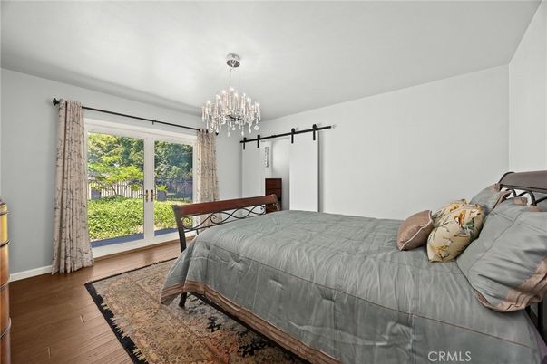 Bedroom, Chandelier, Interior, Wood Texture Flooring