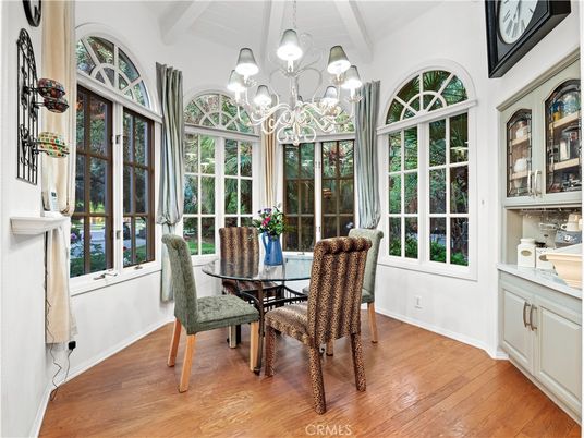 Chandelier, Dining room, Interior, Wood Texture Flooring