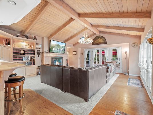 Chandelier, Fireplace, Interior, Living room, Wooden Beams, Wooden Ceilings, Wood Texture Flooring