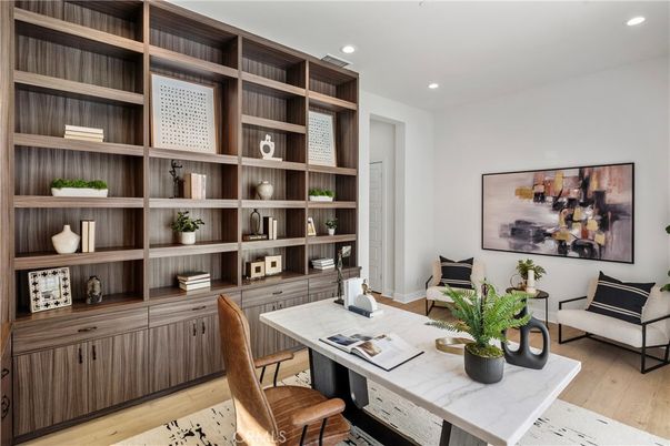 Home Office, Interior, Recessed Lighting, Wood Texture Flooring