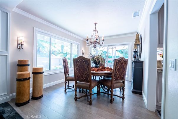 Chandelier, Dining room, Interior, Wood Texture Flooring
