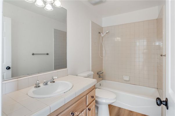 Bathroom, Interior, Tile Countertops, Wood Texture Flooring
