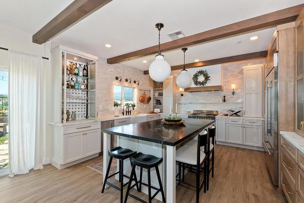 Dining room, Interior, Kitchen, Living room, Pendant Lights, Recessed Lighting, Wooden Beams, Wood Texture Flooring