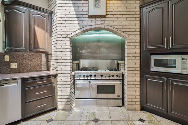 Interior, Kitchen, Stainless Steel Appliances, Stone Walls
