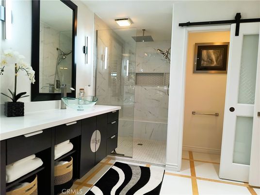 Bathroom, Dual Sink Vanities, Glass Shower, Interior, Marble Walls