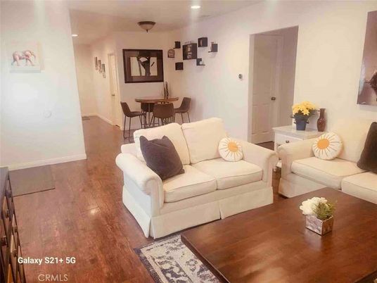Dining room, Interior, Living room, Recessed Lighting, Wood Texture Flooring
