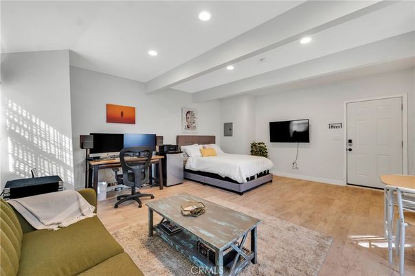 Bedroom, Home Office, Interior, Recessed Lighting, Wood Texture Flooring