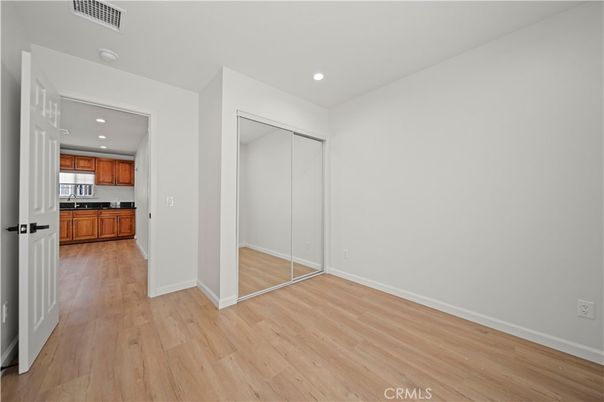 Empty room, Interior, Kitchen, Recessed Lighting, Wood Texture Flooring