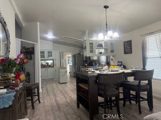 Chandelier, Dining room, Interior, Kitchen, Recessed Lighting, Wood Texture Flooring