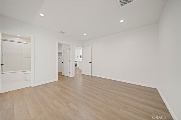 Bathroom, Empty room, Interior, Recessed Lighting, Wood Texture Flooring