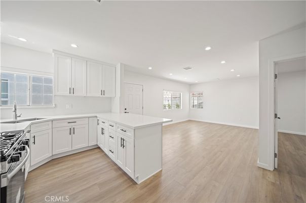 Interior, Kitchen, Recessed Lighting, Wood Texture Flooring