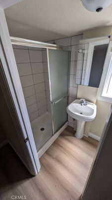 Bathroom, Glass Shower, Interior, Wood Texture Flooring