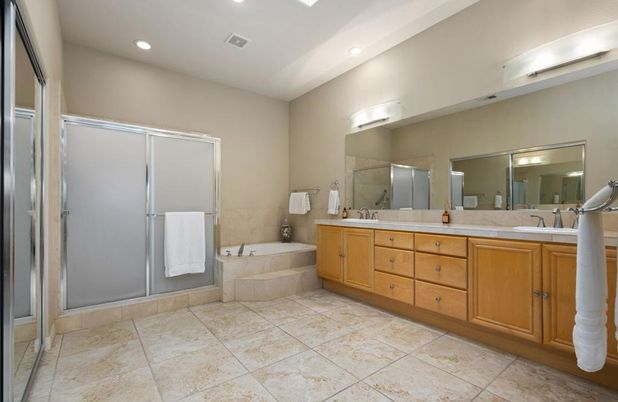 Bathroom, Dual Sink Vanities, Glass Shower, Interior, Recessed Lighting